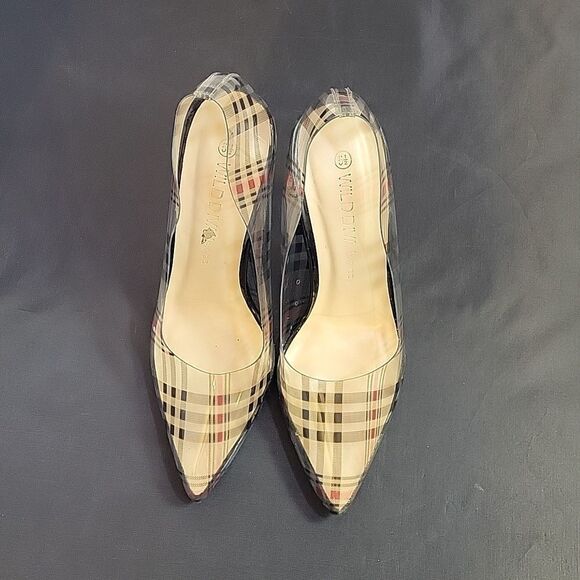 WILD DIVA PLAID POINTED TOE HIGH HEEL STILETTOS PUMP S2 - Picture 3 of 16